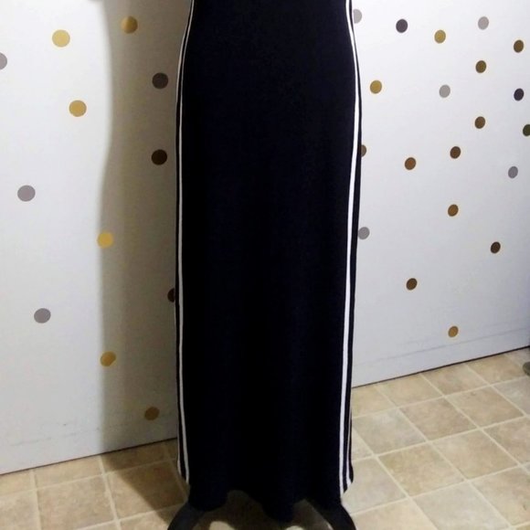 VTG RONNI NICOLE BLK W/ RACER STRIPES MAXI SZ 14 - Picture 2 of 14
